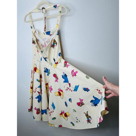 Vintage Cream Winnie The Poo Print Apron Dress Small - Picture 6 of 11